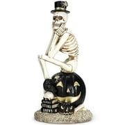 Ayieyill Halloween Skeleton Decorations, Resin Skeleton Figurines on Pumpkin, Skeleton for Halloween Decoration Indoor and Gothic Decor