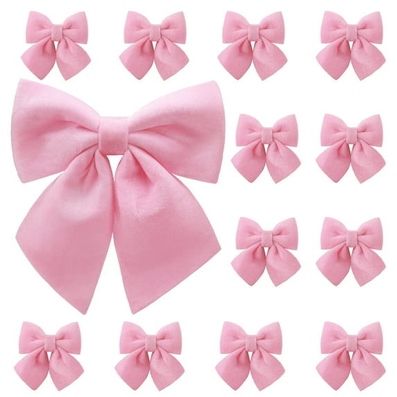 Ayieyill 13 Pack Velvet Pink Bows for Christmas Tree, Large Christmas Bows for Wreaths Tree Fireplace Indoor Decor