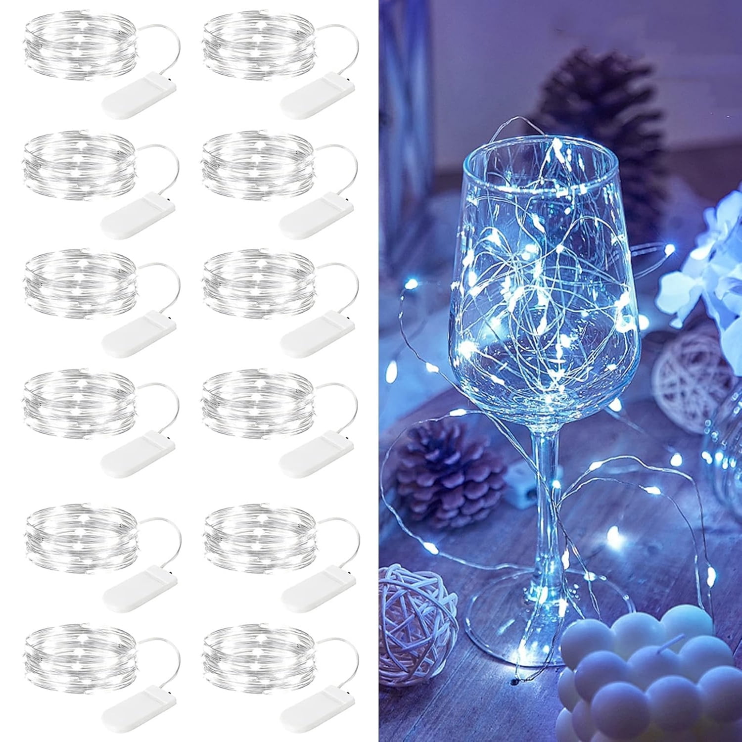 Ayieyill 12Pack Fairy Lights Battery Operated,10ft 30LED Mini String ...