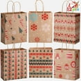 thumbnail image 1 of Ayieyill 12pcs Christmas Kraft Gift Bags with Handle, Christmas Paper Gift Treat Bags Bulk, Goodie Bags for Holiday Decor, 1 of 8
