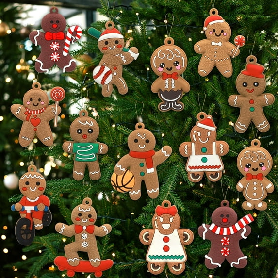 Ayieyill 14pcs Gingerbread Christmas Ornaments Gingerbread Christmas Tree Decorations Holiday Decor (Sports)