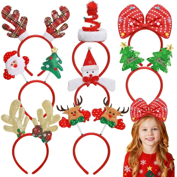 Ayieyill Christmas Headbands 8pcs Holiday Headbands Christmas Hair Accessories Christmas Decorations