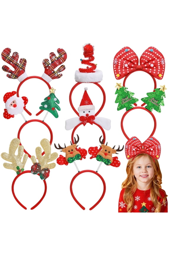 Christmas Headbands 8pcs Holiday Headbands Christmas Hair Accessories Christmas Decorations