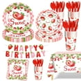 thumbnail image 1 of Ayieyill 170Pcs Happy Birthday Decorations Kit, Strawberry Birthday Party Supplies Set for 24 Guests, Includes Plates and Cups and Napkins Straws Sets, 1 of 6