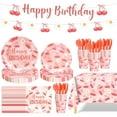 thumbnail image 1 of Ayieyill 170Pcs Happy Birthday Decorations Kit, Cherry Birthday Party Supplies Set for 24 Guests, Includes Plates and Cups and Napkins Straws Sets, 1 of 7