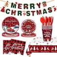 thumbnail image 1 of Ayieyill 170Pcs Christmas Party Supplies, Christmas Disposable Dinnerware Set for 24 Guests, Merry Christmas Theme Holiday Tableware Decorations Kit(Red Plaid), 1 of 7