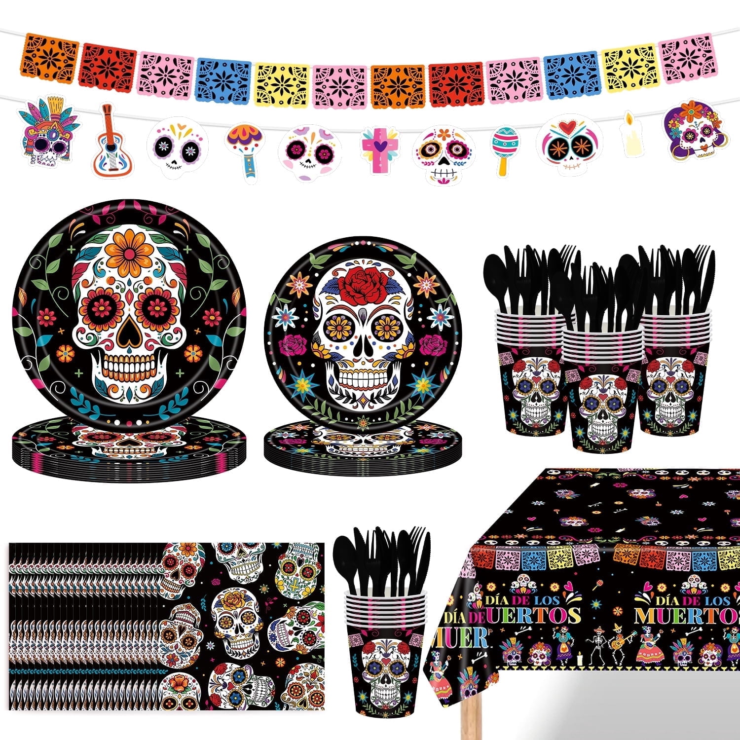 Ayieyill 170Pcs Day of the Dead Party Decorations Kit, Dia de los Party ...