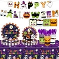 thumbnail image 1 of Ayieyill Halloween Party Supplies Set for 24 Guests, 170PCS Halloween Tableware Kit for Party Decoration, Disposable Plates, Cups, Napkins and Tablecloth, 1 of 9