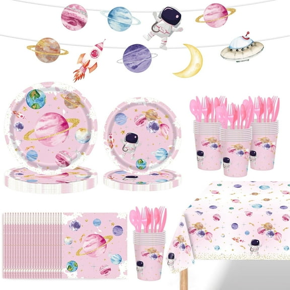 Ayieyill 170Pcs Happy Birthday Decorations Kit, Birthday Party Supplies Set for 24 Guests, Includes Plates and Cups and Napkins Straws Sets