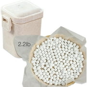 Ayieyill 2.2Lb Ceramic Pie Weights for Baking, Pie Beads for Pan Tart Pan Reusable 10mm Bake Pastry Baking Beans Cake Pie Crust Weights with Wheat Straw Container (35 oz Total)