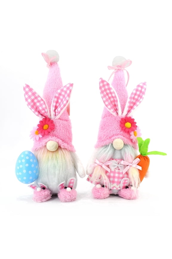 12.2’ Easter Gnomes, Indoor Easter Decoration for The Home, Easter Decor Flocked Bunny Gnome Plush (2Pcs)
