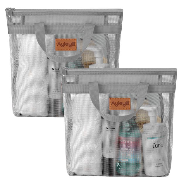 Ayieyill 2 Pcs Portable Mesh Shower Caddy for College Bag, Quick Dry