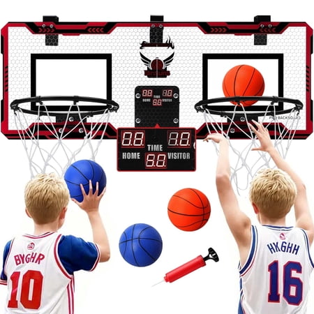 Ayieyill 2 Player Indoor Basketball Hoop for Kids, Mini Basketball Hoop for Door with 4 Balls, Basketball Toys for Boys Girls Bedroom Office