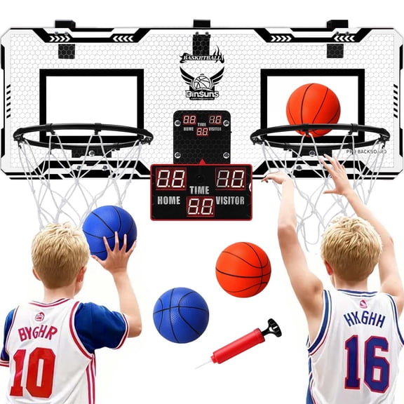 Ayieyill 2 Player Indoor Basketball Hoop for Kids, Mini Basketball Hoop for Door with 4 Balls, Basketball Toys