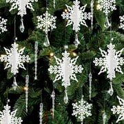 Ayieyill 24 Pieces Christmas Snowflake Drop Ornament Acrylic Icicle Christmas Hanging Acrylic Crystal Snowflake Decoration Hanging Acrylic Snowflakes Clear