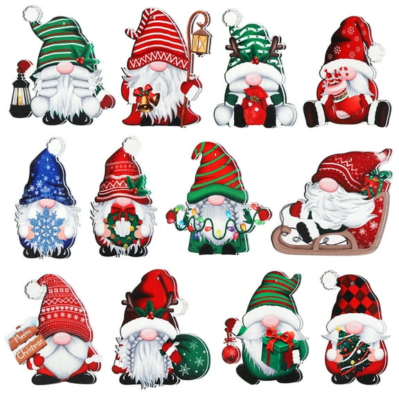 Ayieyill 24pcs Christmas Gnomes Hanging Ornaments, Ornaments for Christmas Tree, Christmas Decoration for Christmas Decor Party Supplies | Wooden