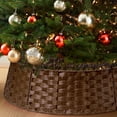 thumbnail image 1 of Ayieyill 26in Christmas Tree Collar, Handmade Woven Tree Collar, Christmas Tree Skirt for Artificial Trees | Wooden | Brown, 1 of 7