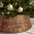thumbnail image 1 of Ayieyill 26in Woven Hyacinth Christmas Tree Collar, Christmas Tree Decorations, Tree Skirt Accessory w/ Cord Cut-Out, Brown, 1 of 8