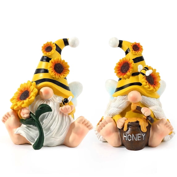 Ayieyill 2PCS Spring Bumble Bee Gnome Decorations, Honey Bee Decor World Bee Day Gnomes Decorations (Yellow 3.54 H)