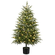 Ayieyill 4FT Norfolk Pine Christmas Tree, Artificial Norfolk Pine Tree Fake Potted Tree with 80 LED Lights, Indoor Holiday Christmas Decorations