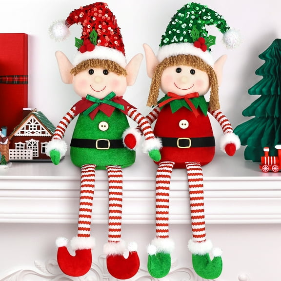 Ayieyill 2Pk Christmas Elf Plush Dolls, 20" Boy & Girl Elves, Holiday Gnomes Decorations & Gifts