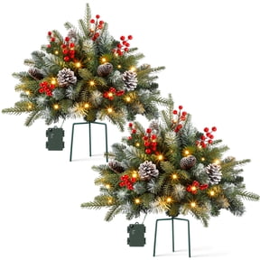 Ayieyill Pre-lit Outdoor Christmas Trees, 2 Pack 24 Inch Pathway Christmas Tree with 35 Lights, Christmas Decorations Outdoor for Driveway, Yard, Garden Decorations(Classic)