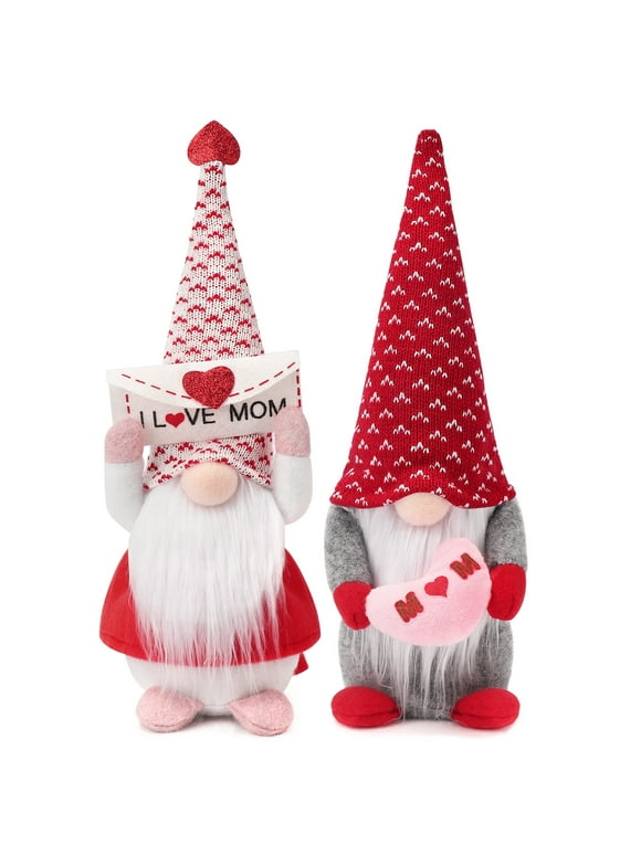 Ayieyill 2Pcs Mother's Day Decorations Gnomes Plush Decor Mothers Day Themed Party Gifts, Handmade Envelope I Love Mom Gnomes Tomte Elf Decorations Birthday Gifts for Mom