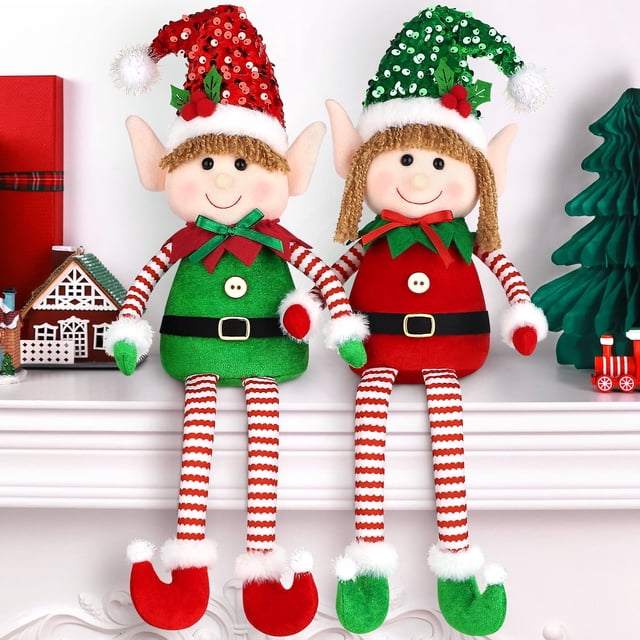 Building Knomes Ayieyill 2Pk Christmas Elf Plush Dolls, 20