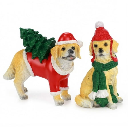 Ayieyill 2pcs Christmas Dog Decorations Tabletop Christmas Decor Christmas Holiday Gift for Home