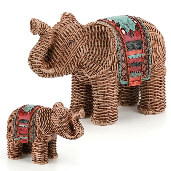 Ayieyill 2pcs Elephant Christmas Decoration Resin Elephant Decor for Christmas Table Decor Christmas Figurines