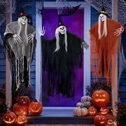 Ayieyill 3pcs Halloween Hanging Ghosts, Halloween Decorations Outdoor Indoor Scary Skeleton Ghosts, Haunted House Props