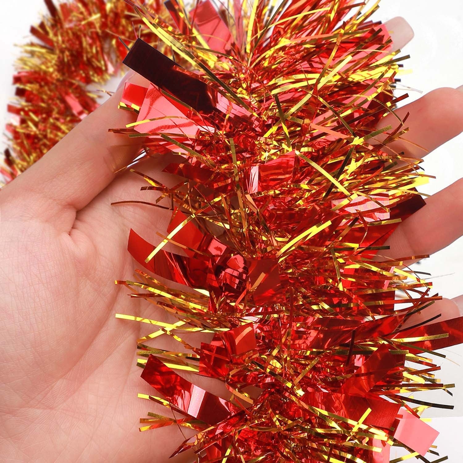 Ayieyill 33ft Tinsel Garland Hanging Christmas Tree Garland for ...