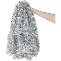 Ayieyill 33ft Tinsel Garland Hanging Christmas Tree Garland for Christmas Tree Decorations Indoor, Silver
