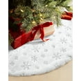 thumbnail image 1 of Ayieyill Christmas Tree Skirt, 36 Inches Faux Fur White Christmas Tree Skirt for Christmas Tree Decorations Xmas Tree Skirt (Snowflake), 1 of 7