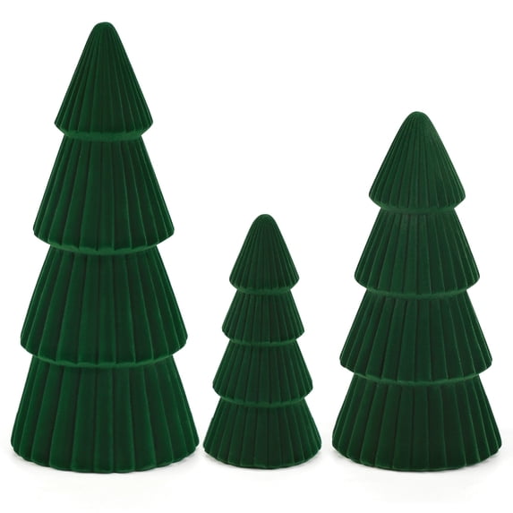 Ayieyill 3pcs Tabletop Christmas Tree Velvet Resin Christmas Trees for Christmas Decor Indoor, Christmas Table Decor