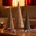 thumbnail image 1 of Ayieyill Tabletop Christmas Tree Christmas Decoration indoor, Handmade Wicker Christmas Tree Farmhouse Christmas Decor Rustic Decorations, 3pcs Brown, 1 of 10