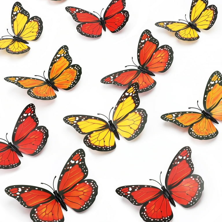Ayieyill 40 Pcs Monarch Butterfly Decorations Orange Butterflies for Crafts  Premium Fake Butterflies Dia De Los Muertos Decor Wall Decor for Room