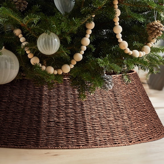 Ayieyill 42 inch Christmas Tree Collar, Christmas Tree Skirt Cover for Christmas Tree Decorations | Rattan (Brown)