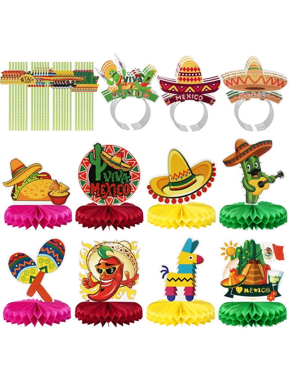 Ayieyill 45PCS Cinco de Mayo Decorations, Mexican Cinco de Mayo Decor Fiesta Decorations for Fun Fiesta Hat Party Supplies, Mexico Theme Party Mexican Theme Decorations and Party Favors