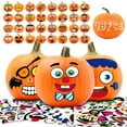 thumbnail image 1 of Ayieyill 48 Pack Halloween Pumpkin Stickers Decorating Stickers Large Make 48 Pumpkin Face Stickers for Halloween Kids Children Toddlers Party Favors Halloween Treats Stickers Gifts Vinyl 12 Sheets, 1 of 7