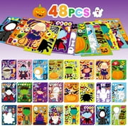 Ayieyill 48PCS Halloween Stickers Make a Face Characters Sticker for Kids, Halloween Sticker Sheets Party Favors Goodie Bag Stuffers