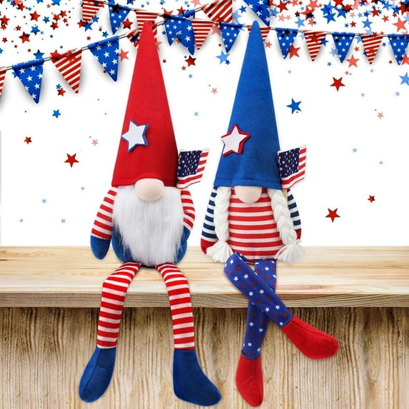 Ayieyill 4th of July Gnomes Patriotic Gnomes Decorations, 4th of July Decor Mr & Mrs Couple American Gnome Decor, Fourth of July Decoration 4th of July Party Supplies