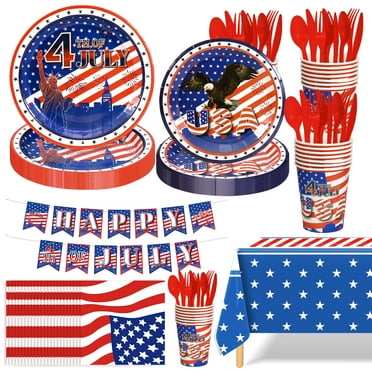 Ayieyill 170Pcs 4th of July Decorations Party Supplies, Fourth of July Decorations, Independence Day Party Serves 24