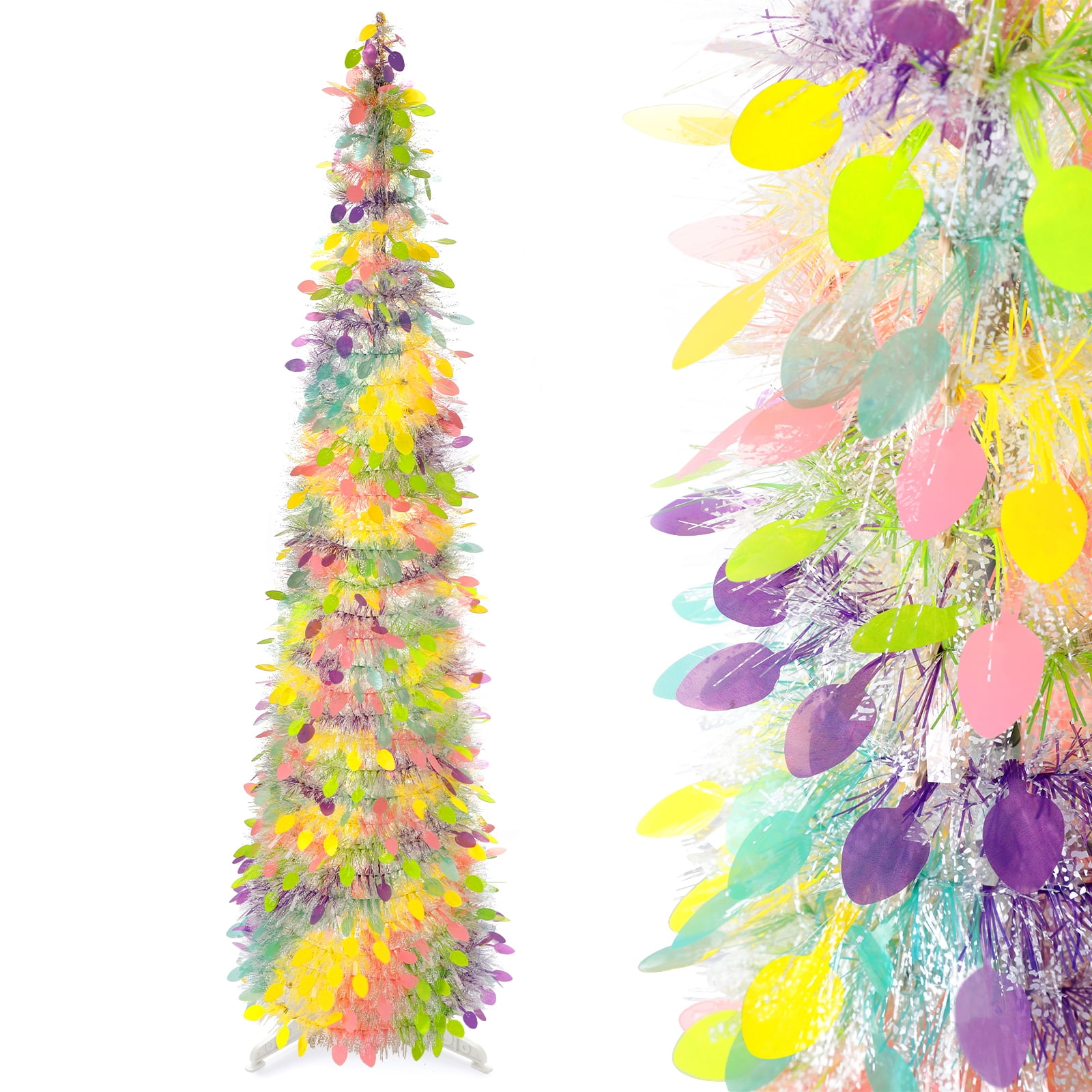Ayieyill 5 ft Easter Trees Decorations,Tinsel Easter Trees Pop up