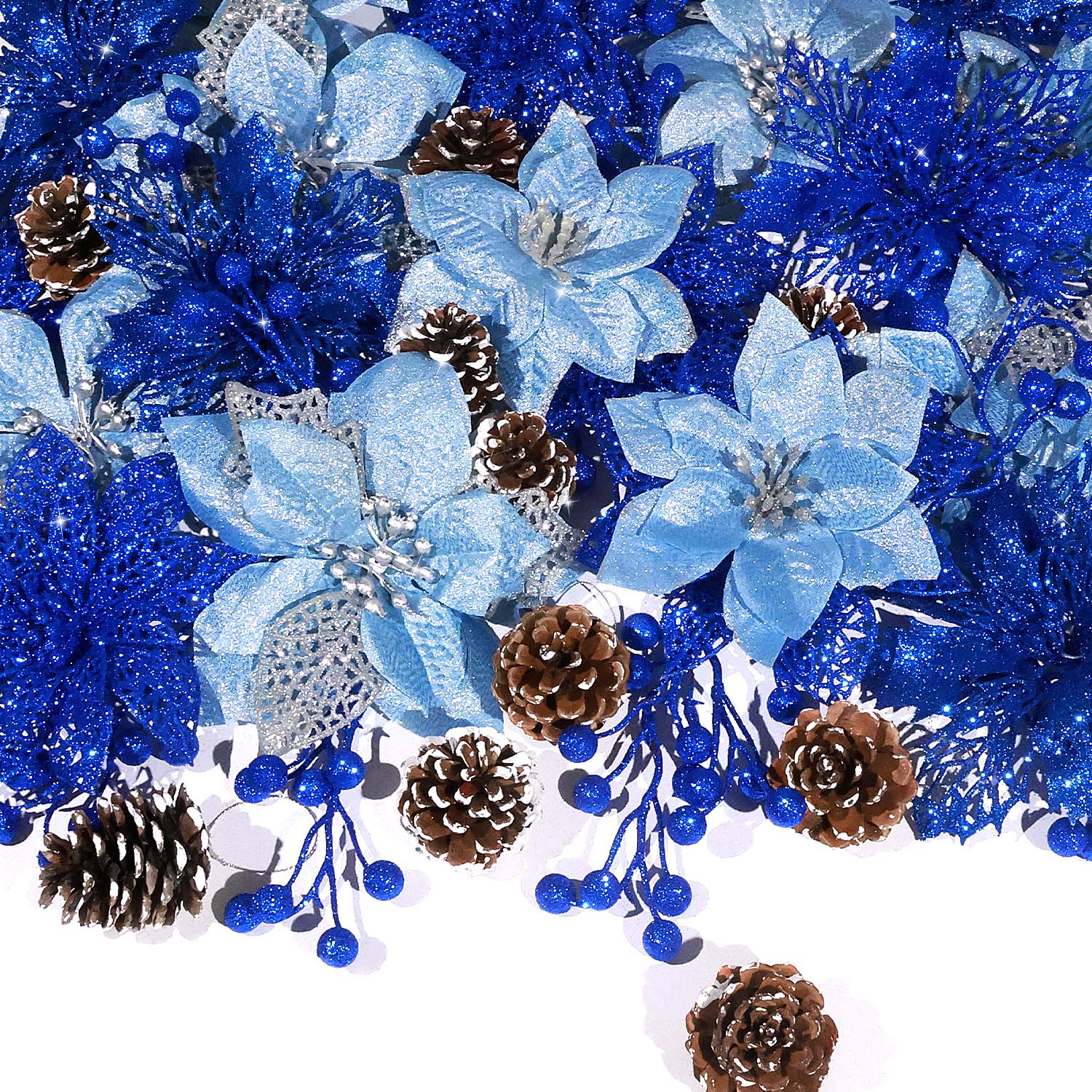 Ayieyill 56Pcs Poinsettia Christmas Flowers Decorations Christmas