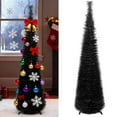 thumbnail image 1 of Ayieyill 5ft Pop up Black Christmas Tree, Pencil Christmas Tree, Pop Up Tinsel Tree for Christmas Decorations Indoor, Single Tree, without Decorations(Black), 1 of 7