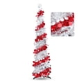 thumbnail image 1 of Ayieyill 5ft Pop up Christmas Tree,Color Artificial Pencil Tinsel Xmas Trees for Christmas Indoor Decorations, Collapsible Christmas Tree (Silver Red), 1 of 6