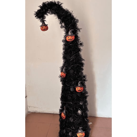 Ayieyill 5ft Pop up Black Halloween Tree, Collapsible Pencil Tree with Spider Web Decor Halloween Decorations