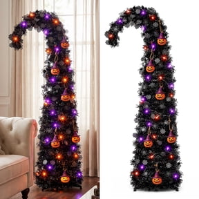 Ayieyill 5ft Pop up Black Halloween Tree, Collapsible Pencil Tree with Spider Web Decor Halloween Decorations