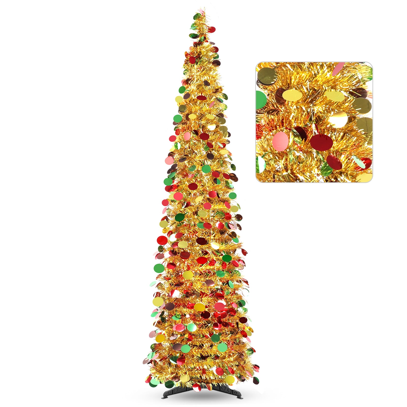 Ayieyill 5ft Pop up Christmas Tree,Color Artificial Pencil Tinsel Xmas